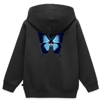 Blauer Schmetterling - Kinder Premium Organic Zip Hoodie - Schwarz - Hinten - AI Model Kid Male (0cm)