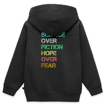 Science-fiction Hope Over Fear - Sweat Premium à capuche zippé enfant bio - noir - Dos - AI Model Kid Male (0cm)