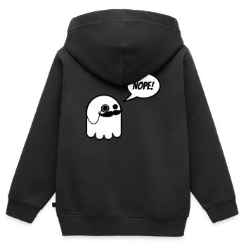Monsieur fantôme avec moustache et monocle dit non - Sweat Premium à capuche zippé enfant bio - noir - Dos - AI Model Kid Male (0cm)