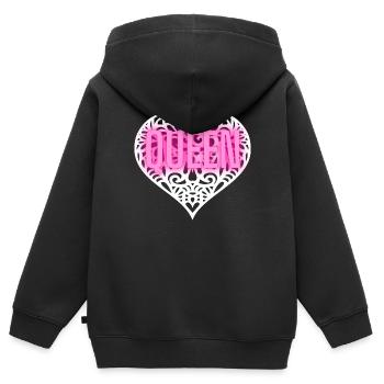 QUEEN WHITE PINK HEART KOENIGIN WEIß SPITZE HERZ - Kinder Premium Organic Zip Hoodie - Schwarz - Hinten - AI Model Kid Male (0cm)