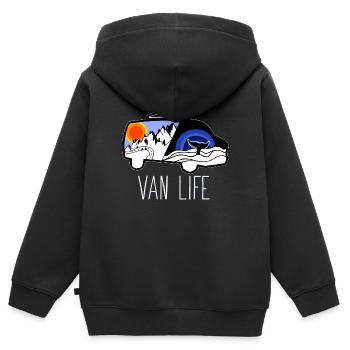 VAN LIFE VANLIFER NOMADS - Sweat Premium à capuche zippé enfant bio - noir - Dos - AI Model Kid Male (0cm)