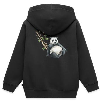 Panda Eucalyptus - Sweat Premium à capuche zippé enfant bio - noir - Dos - AI Model Kid Male (0cm)