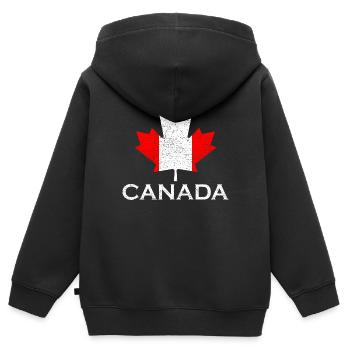 Kanada Ahornblatt Flagge Vintage - Kinder Premium Organic Zip Hoodie - Schwarz - Hinten - AI Model Kid Male (0cm)