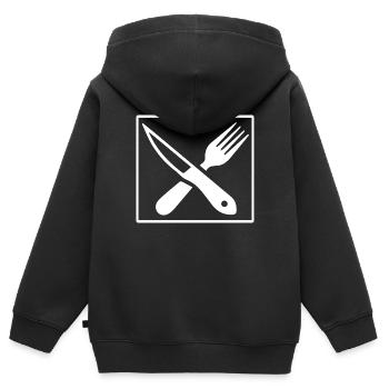 Cuisine cuisine cuisine cuisine Food Kitchen - Sweat Premium à capuche zippé enfant bio - noir - Dos - AI Model Kid Male (0cm)