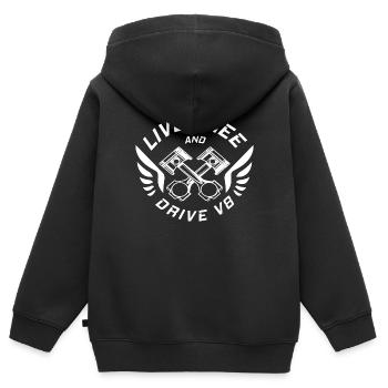V8 Motor Engine US Car Muscle Car Hubraum 5 Liter - Kinder Premium Organic Zip Hoodie - Schwarz - Hinten - AI Model Kid Male (0cm)