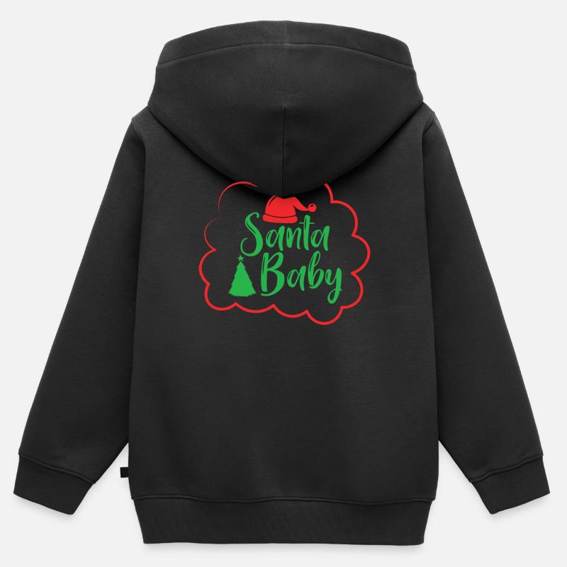 Grossesse de Noël Enceinte - Sweat Premium à capuche zippé enfant bio - noir
