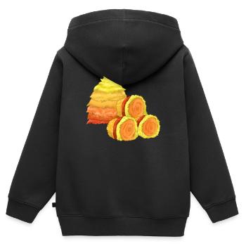 Balle de foin - Sweat Premium à capuche zippé enfant bio - noir - Dos - AI Model Kid Male (0cm)