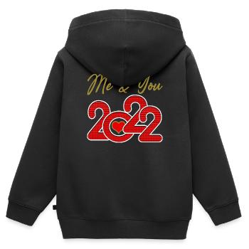 2022 ME and YOU and TWENTY TWENTY TWO (Ich und Du) - Kinder Premium Organic Zip Hoodie - Schwarz - Hinten - AI Model Kid Male (0cm)