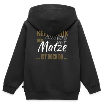 Matze - Keine Panik - lustiges Geschenk - Kinder Premium Organic Zip Hoodie - Schwarz - Hinten - AI Model Kid Male (0cm)