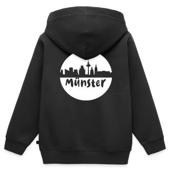 Münster, kreis, skyline,scherenschnitt, weiss - Kinder Premium Organic Zip Hoodie - Schwarz - Hinten - AI Model Kid Male (0cm)
