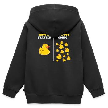 How It Started Bath Duckling Duckie Yellow Rubber - Kids Premium Organic Zip-up Hoodie - black - Back - AI Model Kid Male (0cm)
