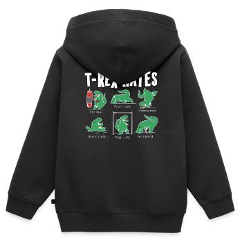 Lustiges T Rex Hates Boxing, Push UP, Pull ups - Kinder Premium Organic Zip Hoodie - Schwarz - Hinten - AI Model Kid Male (0cm)