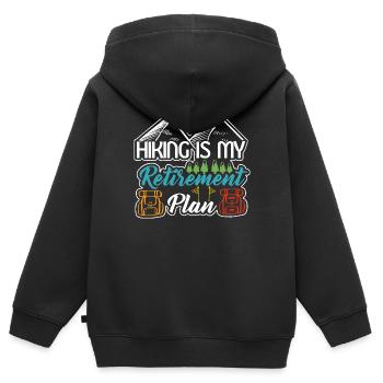 Wandern ist dieses Jahr meine Altersvorsorge - Kinder Premium Organic Zip Hoodie - Schwarz - Hinten - AI Model Kid Male (0cm)