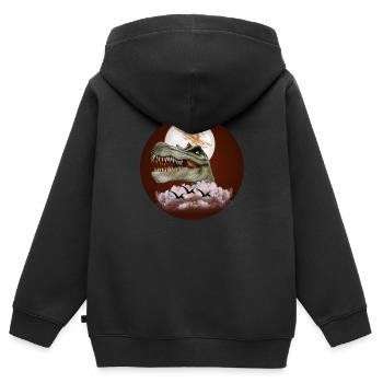 Heure du déjeuner des dinosaures - Sweat Premium à capuche zippé enfant bio - noir - Dos - AI Model Kid Male (0cm)