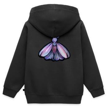Papillon de nuit pourpre - Sweat Premium à capuche zippé enfant bio - noir - Dos - AI Model Kid Male (0cm)