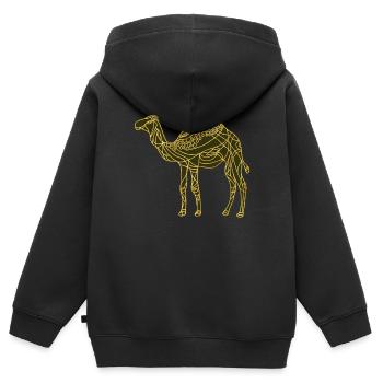 Chameau - Sweat Premium à capuche zippé enfant bio - noir - Dos - AI Model Kid Male (0cm)