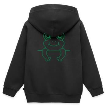 Wall Frog Shield Comic - Sweat Premium à capuche zippé enfant bio - noir - Dos - AI Model Kid Male (0cm)