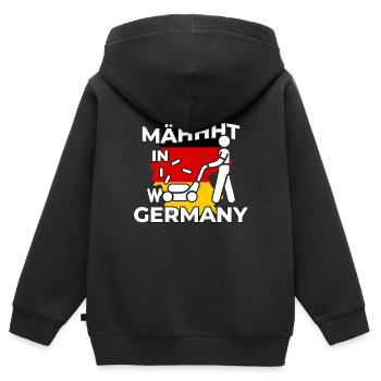 Made in Germany mäht Deutschland lustige Sprüche - Kinder Premium Organic Zip Hoodie - Schwarz - Hinten - AI Model Kid Male (0cm)