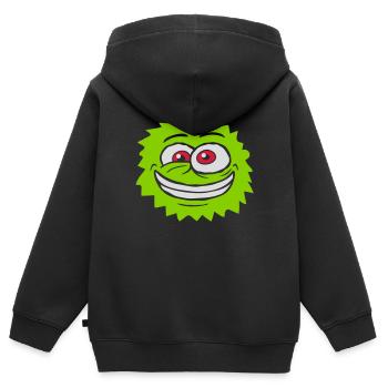 Haariges Monster verrücktes Gesicht - Kinder Premium Organic Zip Hoodie - Schwarz - Hinten - AI Model Kid Male (0cm)