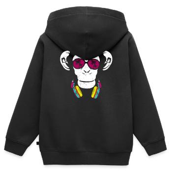 Monkey Cooler Affe DJ Kopfhörer Ausgehen Spaß Part - Kinder Premium Organic Zip Hoodie - Schwarz - Hinten - AI Model Kid Male (0cm)