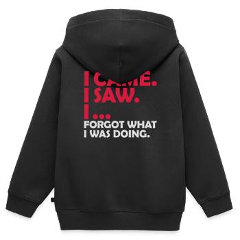 I came saw forget - Kinder Premium Organic Zip Hoodie - Schwarz - Hinten - AI Model Kid Male (0cm)