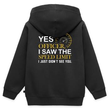Oui officier j’ai vu la limite de vitesse - Sweat Premium à capuche zippé enfant bio - noir - Dos - AI Model Kid Male (0cm)