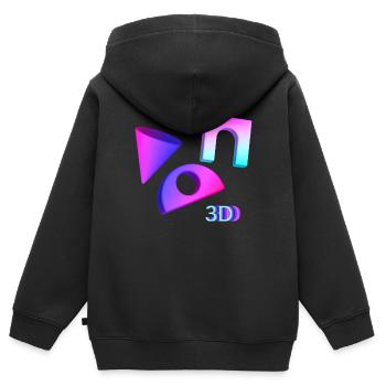 3D - Kinder Premium Organic Zip Hoodie - Schwarz - Hinten - AI Model Kid Male (0cm)