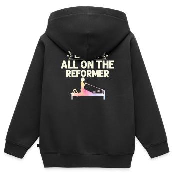 Laissez tout sur l’exercice Reformer Pilates - Sweat Premium à capuche zippé enfant bio - noir - Dos - AI Model Kid Male (0cm)