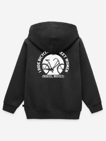 I Ride Bicycles To Meet Women Cycling - Premium børne zip-hættetrøje økologisk - sort