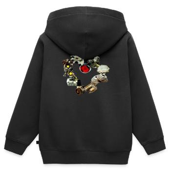 Autoteile-Herz - gebrauchte Autoteile mit Herz! - Kinder Premium Organic Zip Hoodie - Schwarz - Hinten - AI Model Kid Male (0cm)