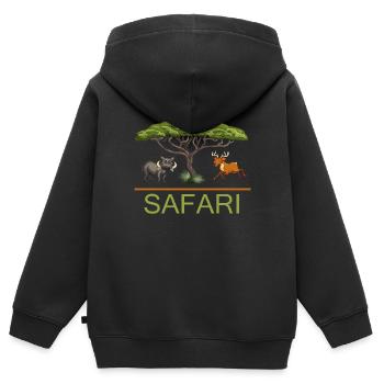 Safari Zoo Animal Safari Zoo - Sweat Premium à capuche zippé enfant bio - noir - Dos - AI Model Kid Male (0cm)