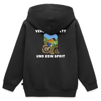 Verbrenne Fett und kein Sprit Eine nachhaltige Art - Kinder Premium Organic Zip Hoodie - Schwarz - Hinten - AI Model Kid Male (0cm)
