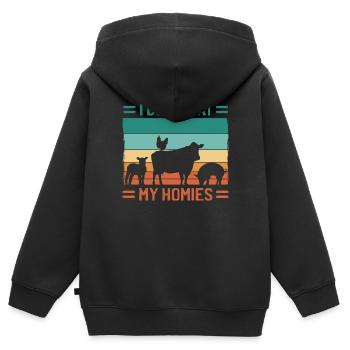 I don't eat my Homies! Vegan Veganismus Kein Fleis - Kinder Premium Organic Zip Hoodie - Schwarz - Hinten - AI Model Kid Male (0cm)
