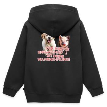 Der einzige Unterschied ist deine Wahrnehmung 2.0 - Kinder Premium Organic Zip Hoodie - Schwarz - Hinten - AI Model Kid Male (0cm)