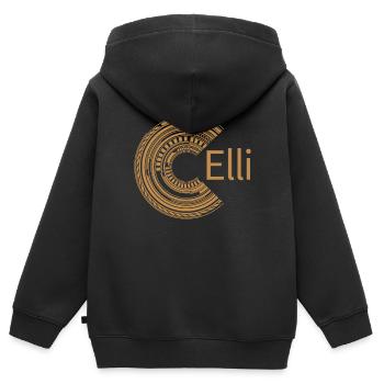 Für Elli - Kinder Premium Organic Zip Hoodie - Schwarz - Hinten - AI Model Kid Male (0cm)