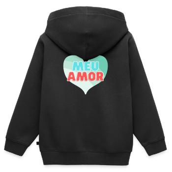 Meu Amor - Sweat Premium à capuche zippé enfant bio - noir - Dos - AI Model Kid Male (0cm)