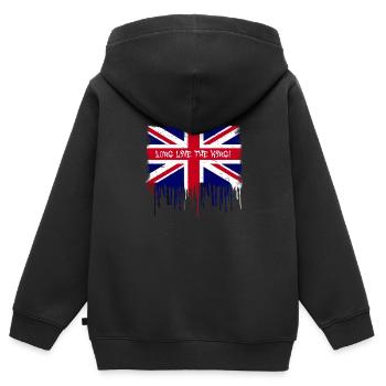 Long Live The King, flagge,england,king,könig - Kinder Premium Organic Zip Hoodie - Schwarz - Hinten - AI Model Kid Male (0cm)