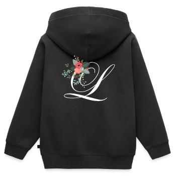 Buchstabe l blumig - Kinder Premium Organic Zip Hoodie - Schwarz - Hinten - AI Model Kid Male (0cm)