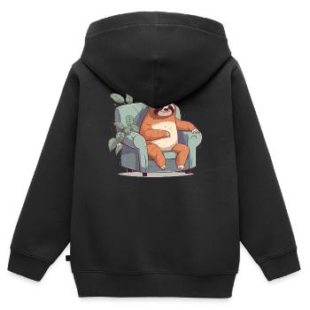 Paresse - Sweat Premium à capuche zippé enfant bio - noir - Dos - AI Model Kid Male (0cm)