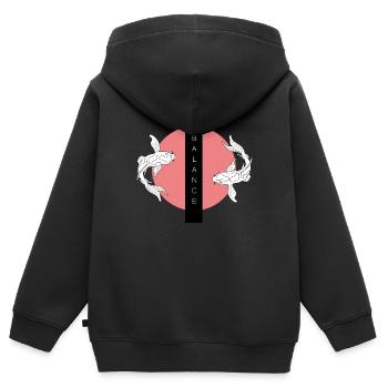 balance - Kinder Premium Organic Zip Hoodie - Schwarz - Hinten - AI Model Kid Male (0cm)