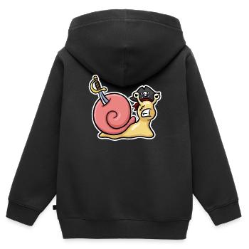 Piratenschnecke - Kinder Premium Organic Zip Hoodie - Schwarz - Hinten - AI Model Kid Male (0cm)
