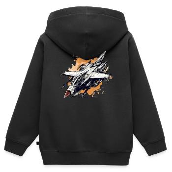 Lightning Hawk Flugzeug - Kinder Premium Organic Zip Hoodie - Schwarz - Hinten - AI Model Kid Male (0cm)