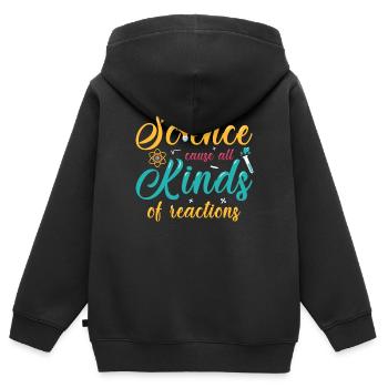 La science provoque toutes sortes de réactions - Sweat Premium à capuche zippé enfant bio - noir - Dos - AI Model Kid Male (0cm)