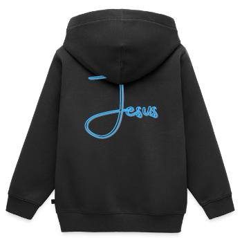 Jesus blue - Kids Premium Organic Zip-up Hoodie - black - Back - AI Model Kid Male (0cm)