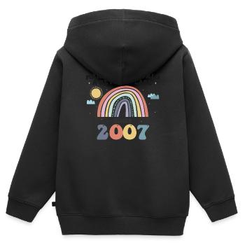 Die Welt zu einem besseren Ort machen seit 2007, 16. - Kinder Premium Organic Zip Hoodie - Schwarz - Hinten - AI Model Kid Male (0cm)