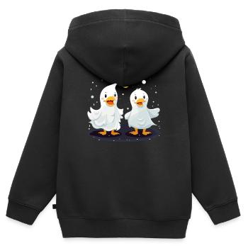 Cute Halloween geese in ghost costume - Kids Premium Organic Zip-up Hoodie - black - Back - AI Model Kid Male (0cm)