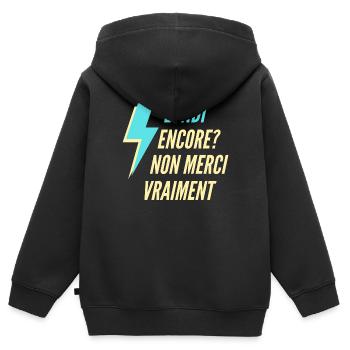 Lundi encore Non merci vraiment - Sweat Premium à capuche zippé enfant bio - noir - Dos - AI Model Kid Male (0cm)