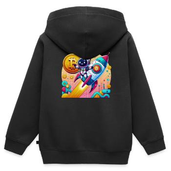 Futuristische Fusion! 🤖💰 KI trifft auf Bitcoin - Kinder Premium Organic Zip Hoodie - Schwarz - Hinten - AI Model Kid Male (0cm)