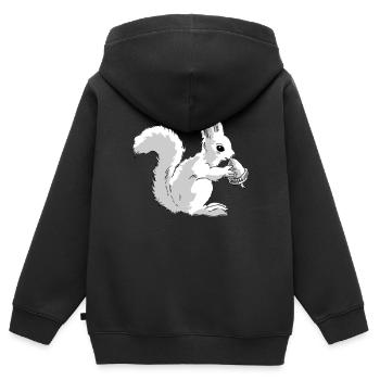 L’écureuil mange une noix - Sweat Premium à capuche zippé enfant bio - noir - Dos - AI Model Kid Male (0cm)