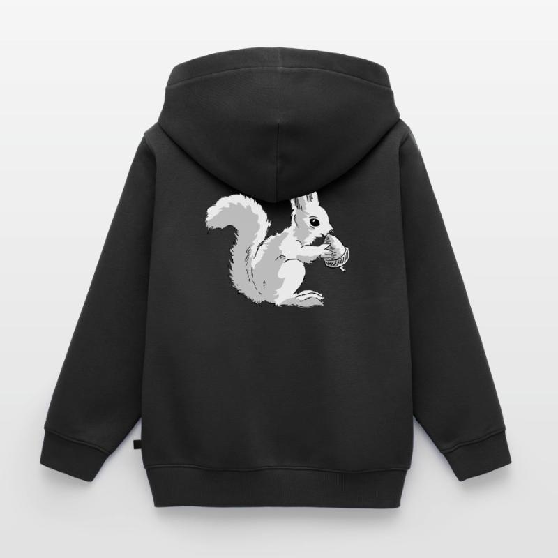 Squirrel eats a nut Kids Premium Organic Zip-up Hoodie